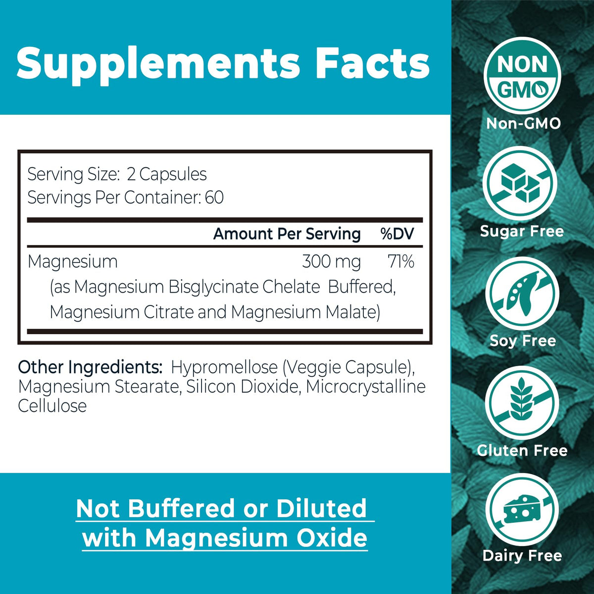 Divinity Nutra Complément de Magnésium 300mg étiquette