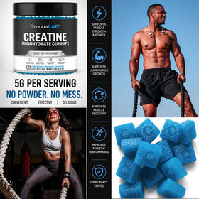 DivinusLab Gummies de Créatine Monohydrate 5g, ingrédients en gros plan