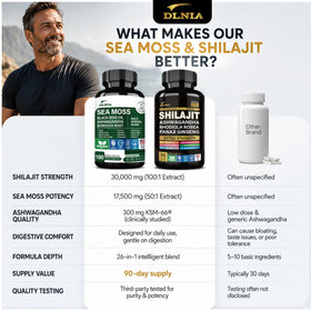 DLNIA Bundle de Mousses Marines et Shilajit 270 Capsules - Détails des ingrédients