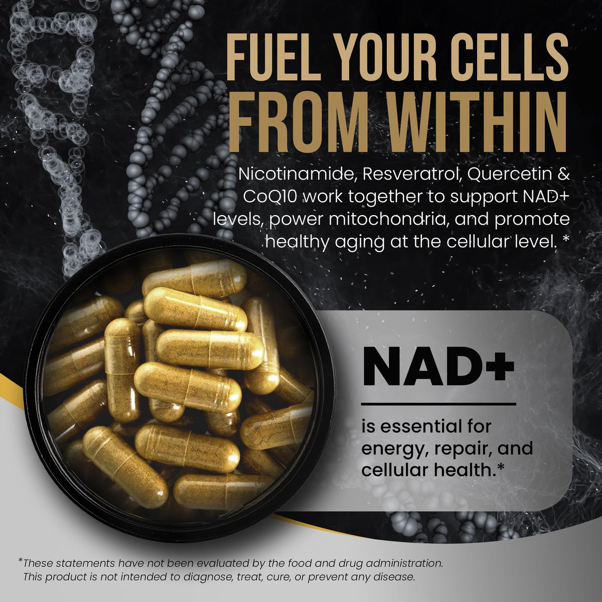 DLNIA Complément Alimentaire Liposomal NAD+ capsules ouvertes