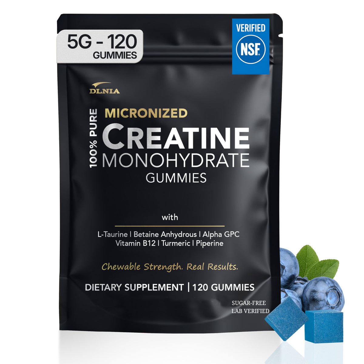 DLNIA Gummies Créatine Monohydrate 120 unités, packaging avant