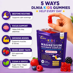 DLNIA Gummies de Magnésium Glycinate, gummies en gros plan