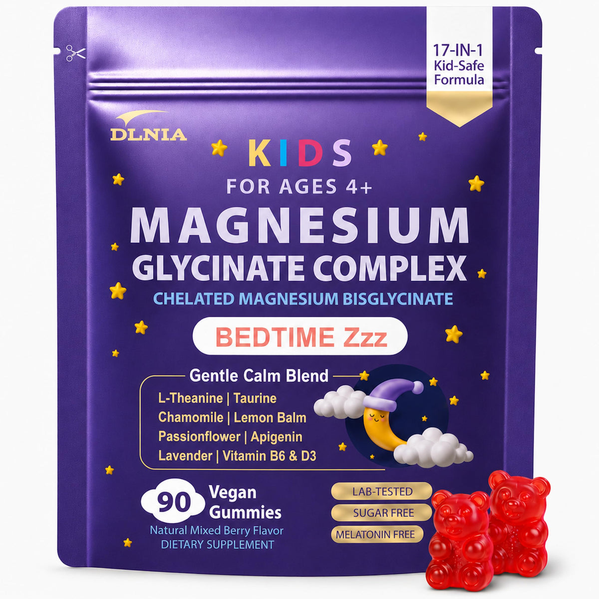 DLNIA Gummies de Magnésium Glycinate pour Enfants, vue de face