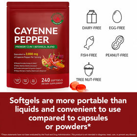 DLOMFVFQ Gélules de Poivre de Cayenne 240 Softgels avec étiquette
