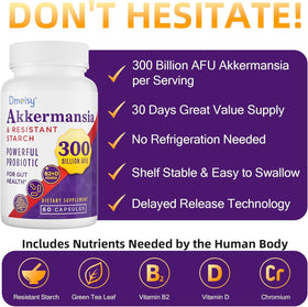 Dmeisy Akkermansia Muciniphila, flacon ouvert avec capsules