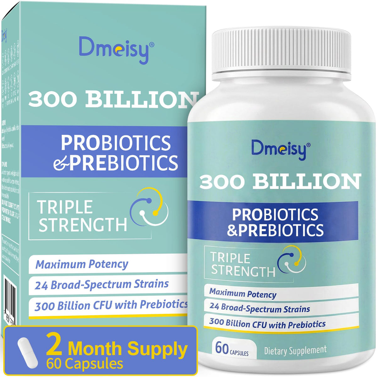 Dmeisy Probiotiques 300 Milliards CFU 60 Capsules vue de face