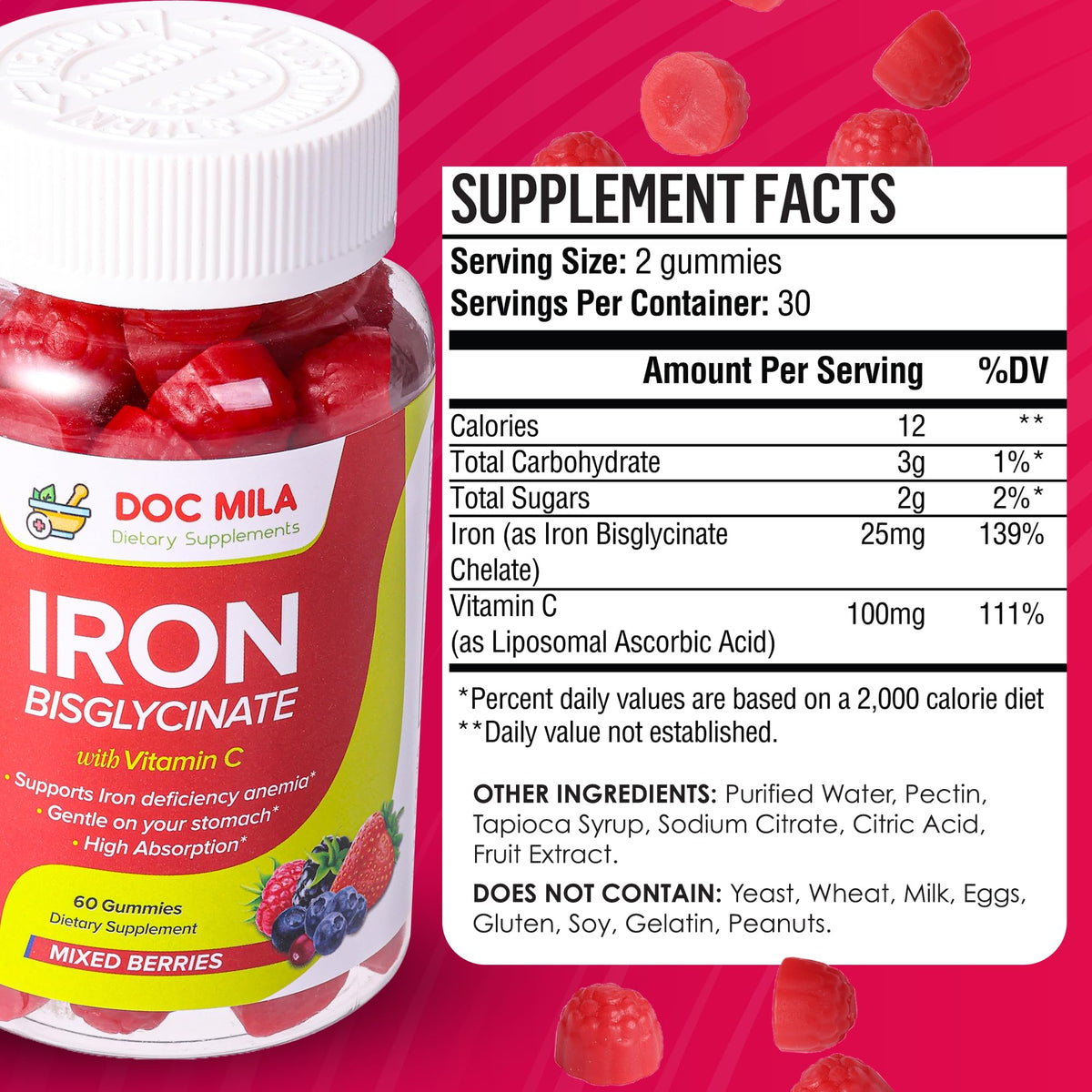 Doc Mila gummies de fer bisglycinate 25mg emballage