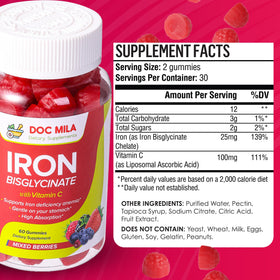Doc Mila gummies de fer bisglycinate 25mg emballage