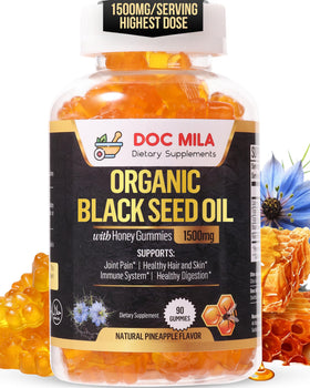 Doc Mila Gummies huile de nigelle 1500mg modèle avant avec saveur ananas