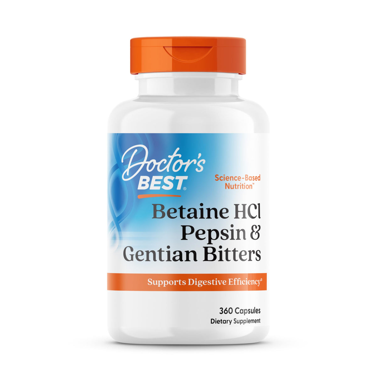Doctor's BEST Betaïne HCl Pepsine 360 capsules vue avant