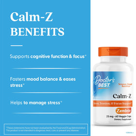 Doctor's BEST Calm-Z Capsules végétales avec étiquette et dosage
