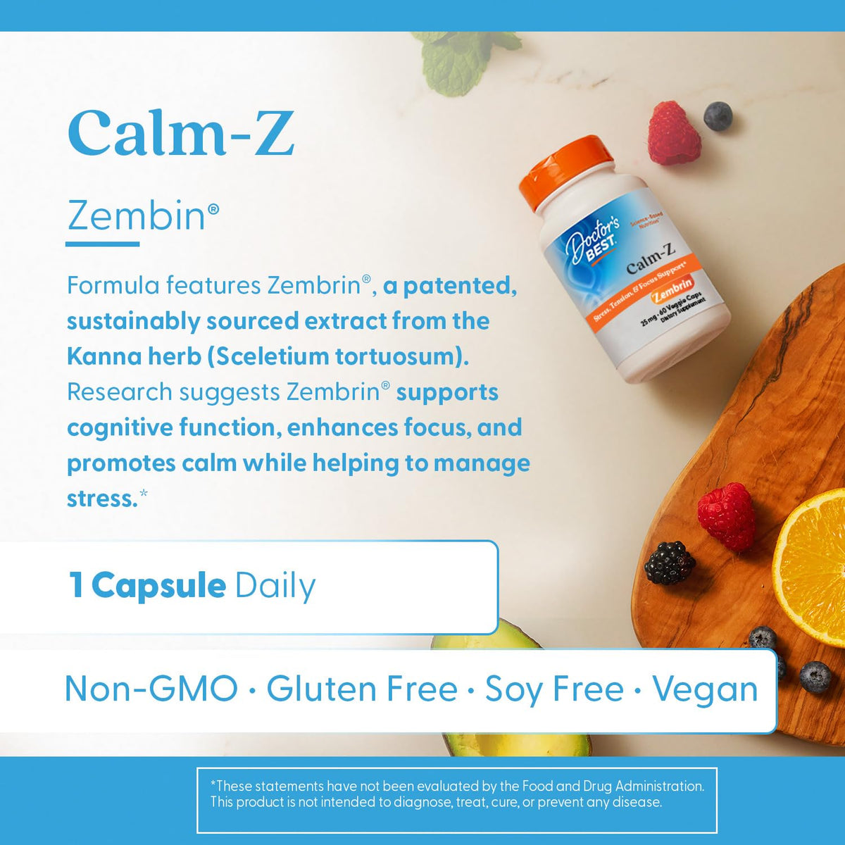 Doctor's BEST Calm-Z Complément Alimentaire 60 Capsules Végétales côté