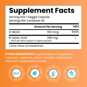Doctor's BEST Complément Alimentaire Acide Alpha-Lipoïque Stabilisé - Détails de l'étiquette