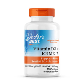 Doctor's BEST Complément Alimentaire Vitamine D3 et K2 180 gélules souples vue de face