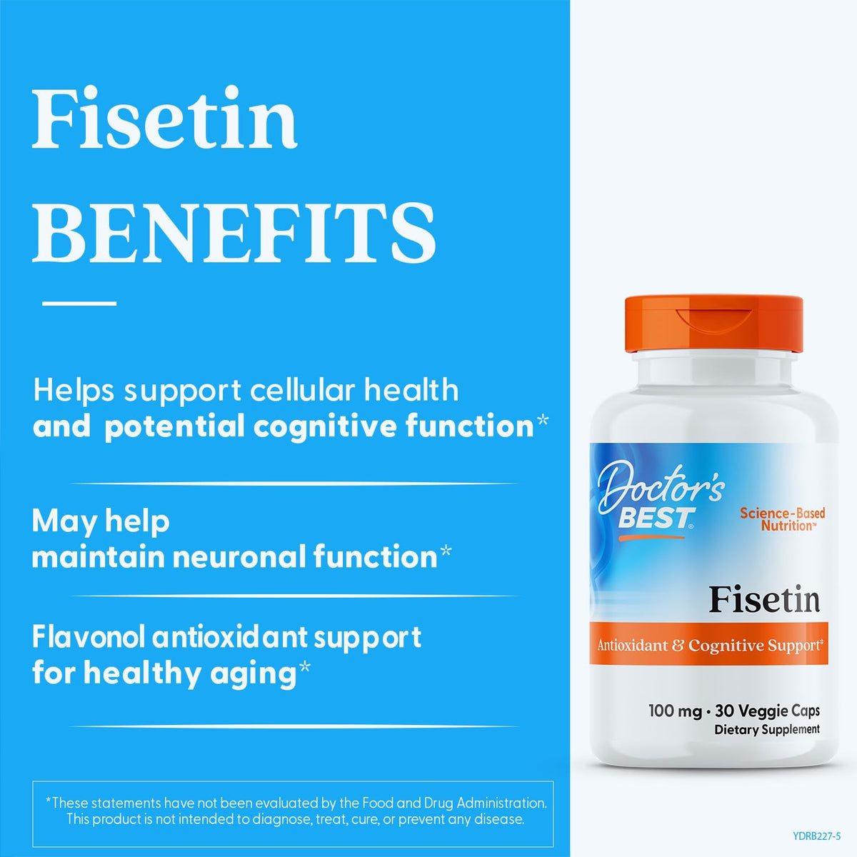 Doctor's BEST Complément Fisetin 100 mg gélules végétales vue arrière