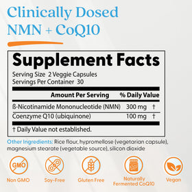 Doctor's BEST Complément NMN + CoQ10 60 Veg Caps emballage