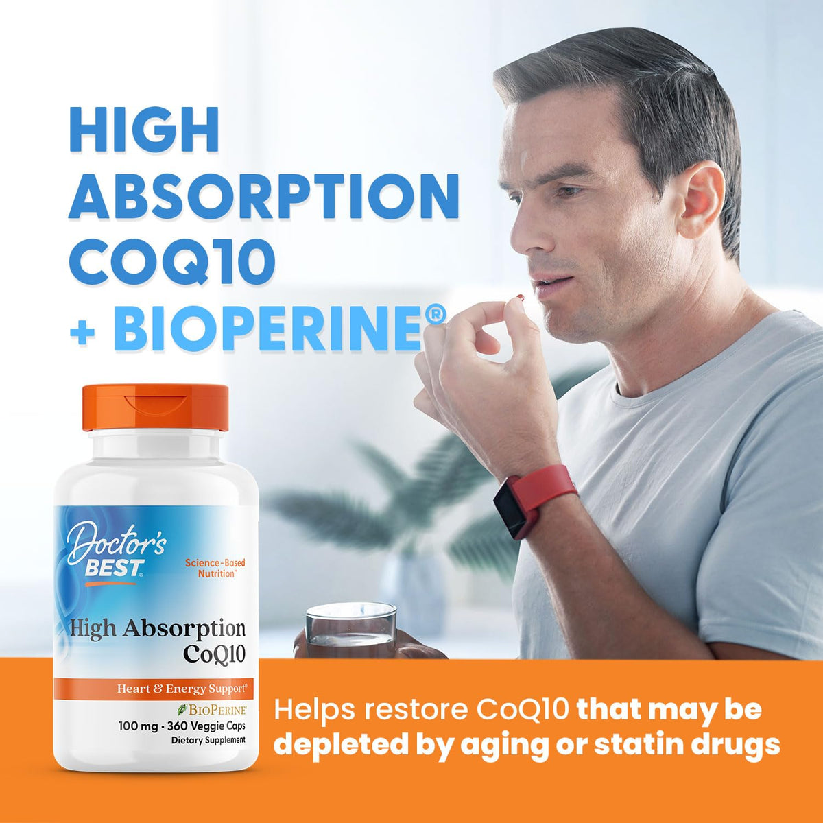 Doctor's BEST CoQ10 capsules sur fond blanc