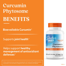 Doctor's BEST Curcumin Phytosome 1000 mg vue arrière avec informations nutritionnelles
