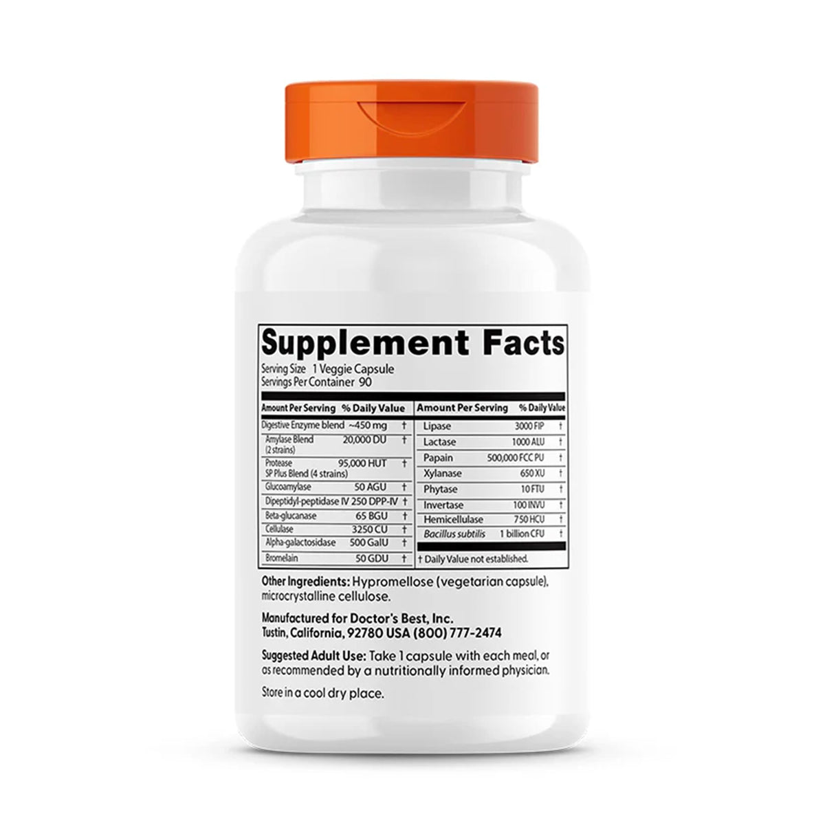 Doctor's BEST Enzymes daily 90 Caps vue arrière