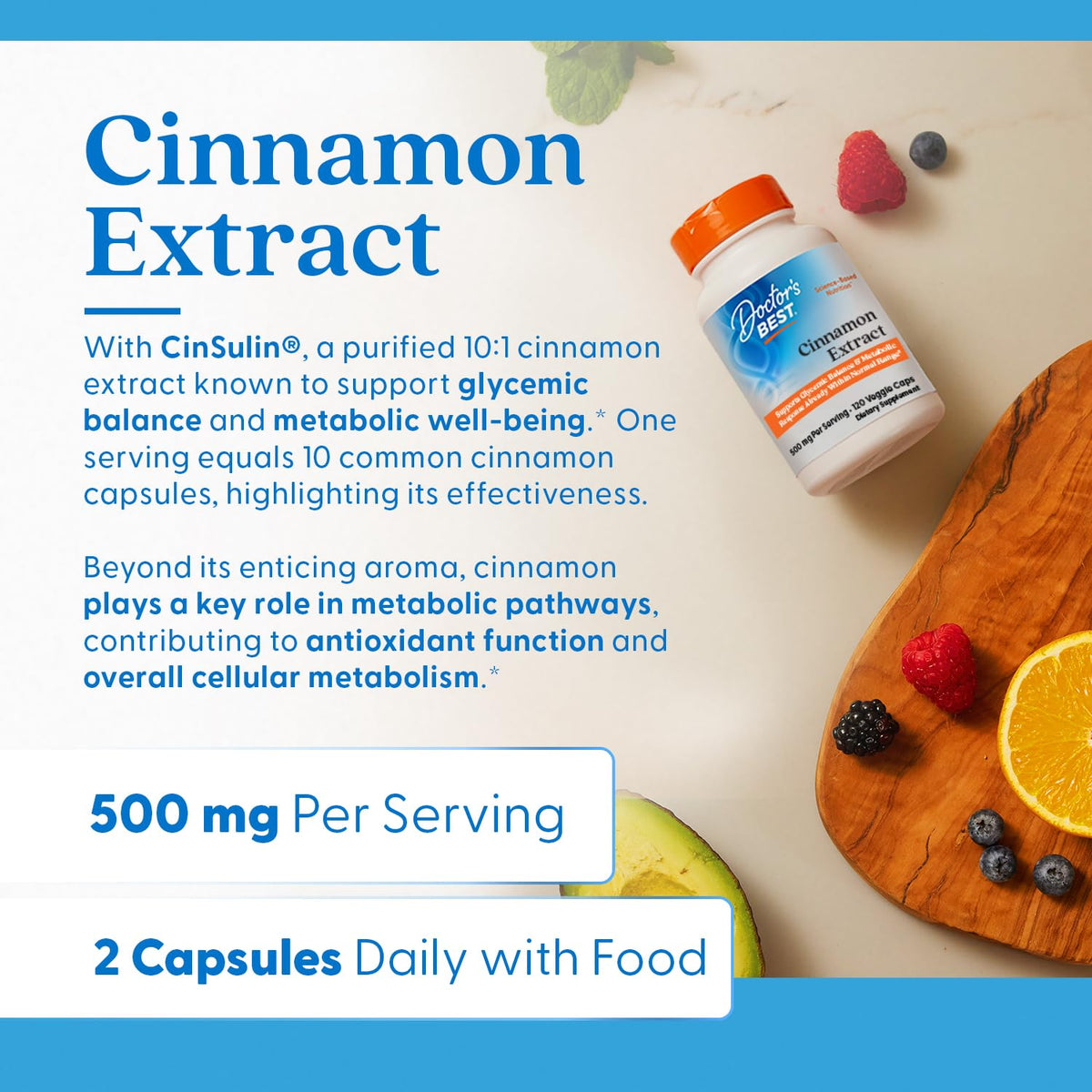 Doctor's BEST Extrait de Cannelle 500 mg Capsules - flacon ouvert