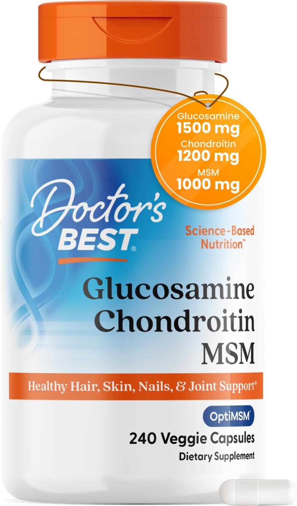 Doctor's BEST Glucosamine Chondroitin MSM 240 capsules front view