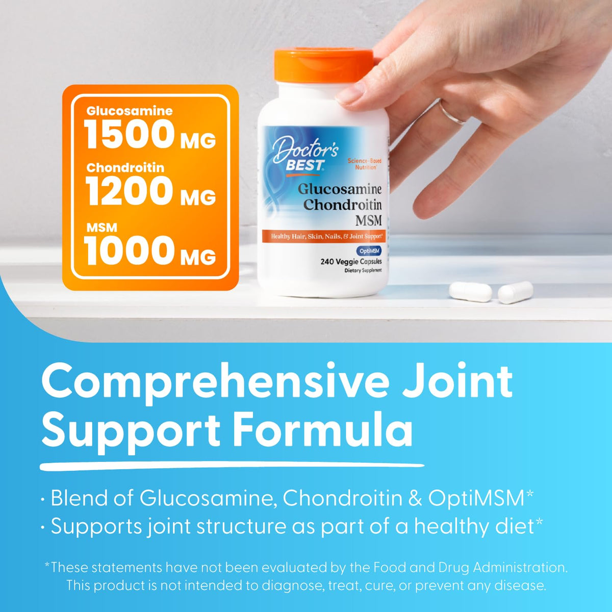 Doctor's BEST Glucosamine Chondroitin MSM capsule close-up