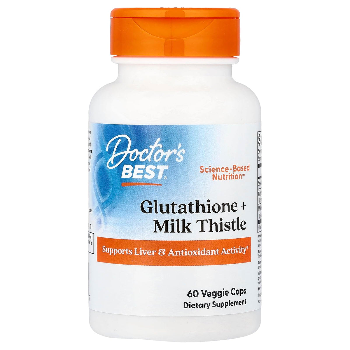 Doctor's BEST Glutathione + Chardon-Marie 60 capsules vue de face
