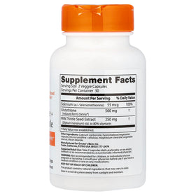 Doctor's BEST Glutathione + Chardon-Marie capsules avec étiquette détaillée