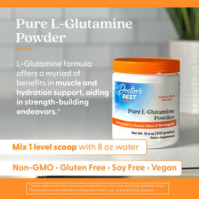 Doctor's BEST L-Glutamine Poudre 358g avec shake protéiné