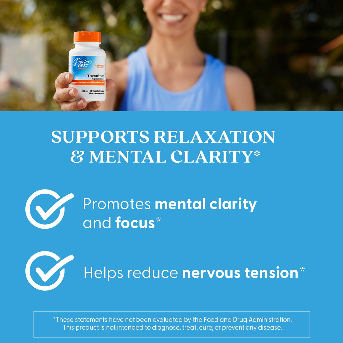 Doctor's BEST L-Theanine 200mg étiquette montrant les ingrédients
