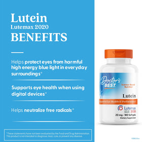 Doctor's BEST Luteine 20mg emballage et étiquetage