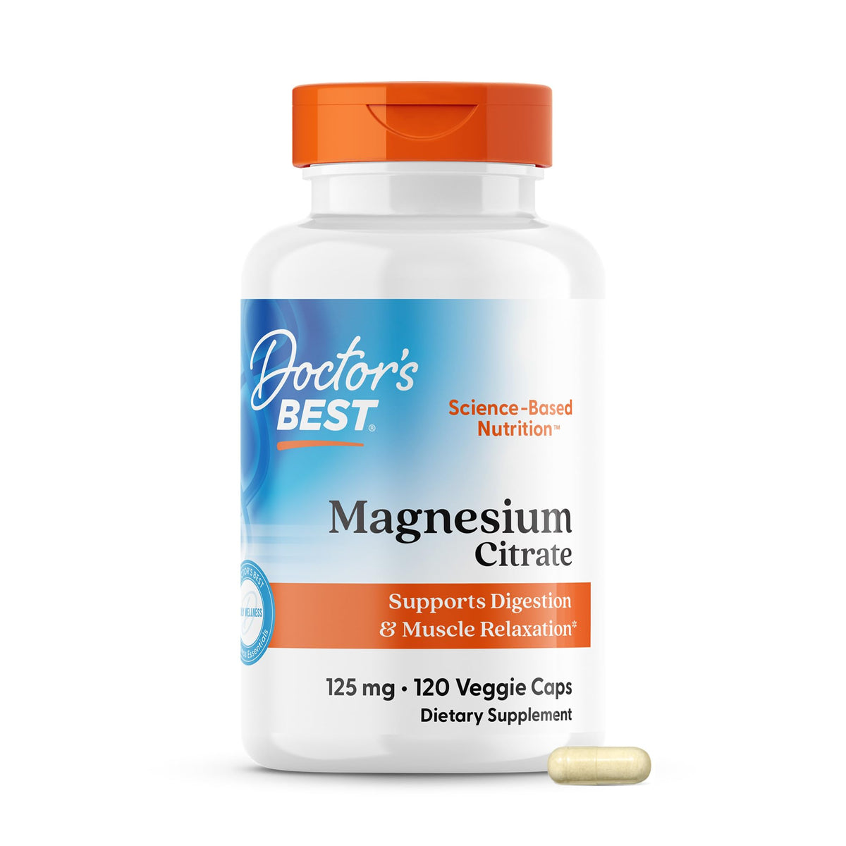Doctor's BEST Magnésium Citrate 125 mg capsules végétales, vue de face