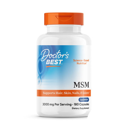 Doctor's BEST MSM 3000 mg capsules, 180 count, front view