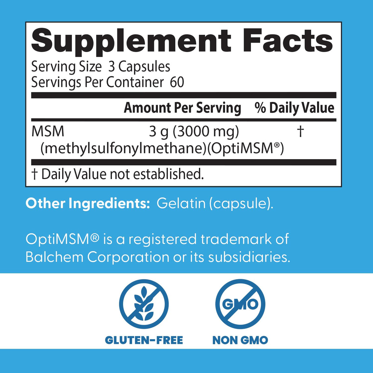 Doctor's BEST MSM capsules showing three capsules