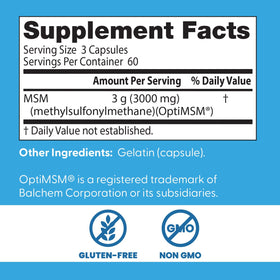 Doctor's BEST MSM capsules showing three capsules