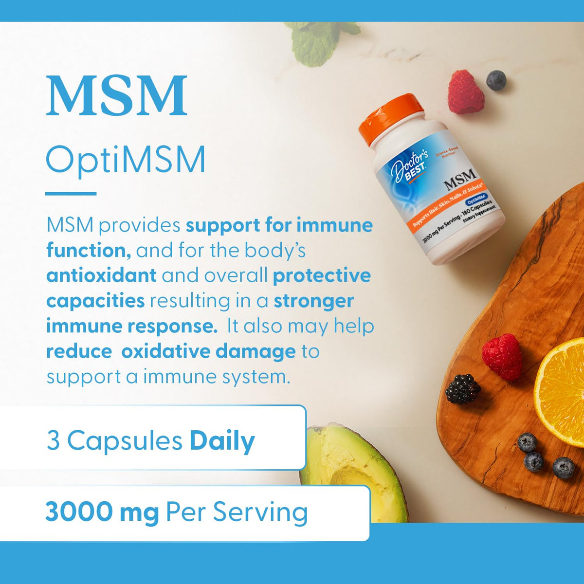 Doctor's BEST MSM capsules with a measuring spoon