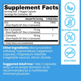 Doctor's BEST PepZin GI 120 capsules with ingredients