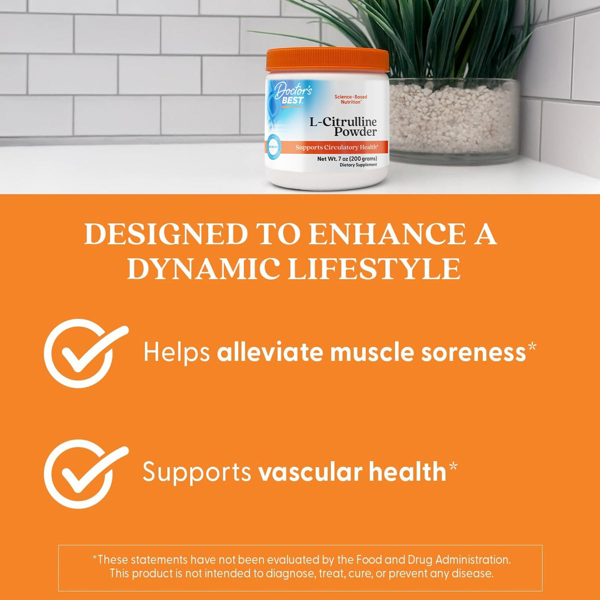 Doctor's BEST Poudre L-Citrulline 3000 mg dans un shaker