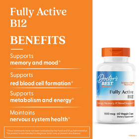 Doctor's BEST Vitamine B12 Methylcobalamine 1500 mcg - capsules végétales
