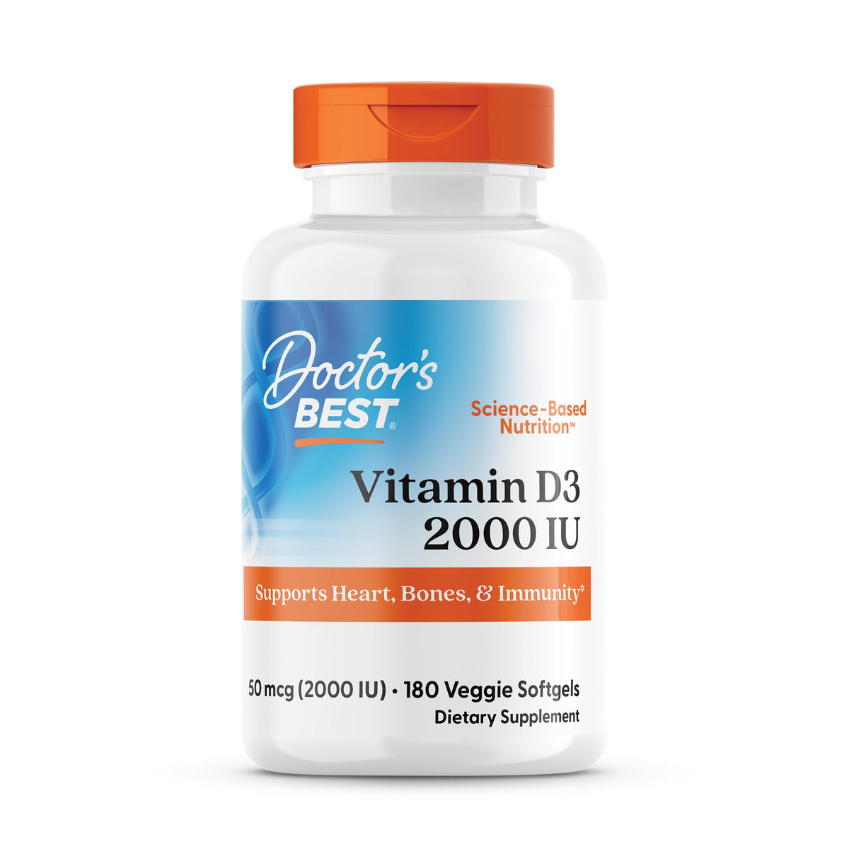 Doctor's BEST Vitamine D3 2000 IU gélules végétales vue de face