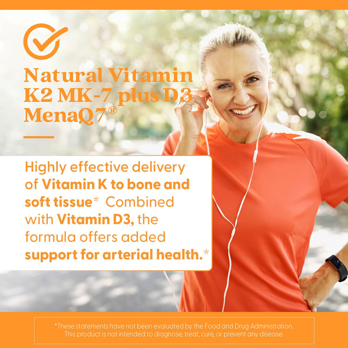 Doctor's BEST Vitamine K2 MK-7 et D3 avec arrière-plan naturel