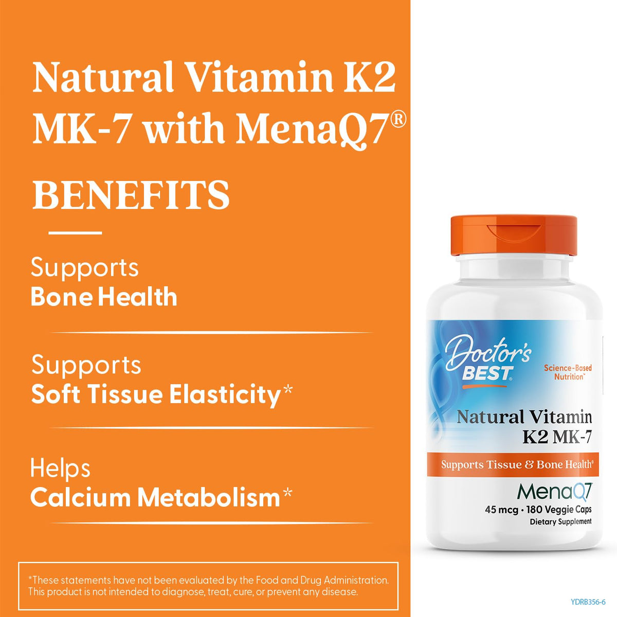 Doctor's BEST Vitamine K2 MK7 180 capsules vue arrière