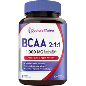Doctor's Recipes BCAA 1000 mg 2:1:1 Vegan Capsules front view