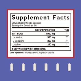 Doctor's Recipes BCAA 1000 mg 2:1:1 Vegan Capsules side view