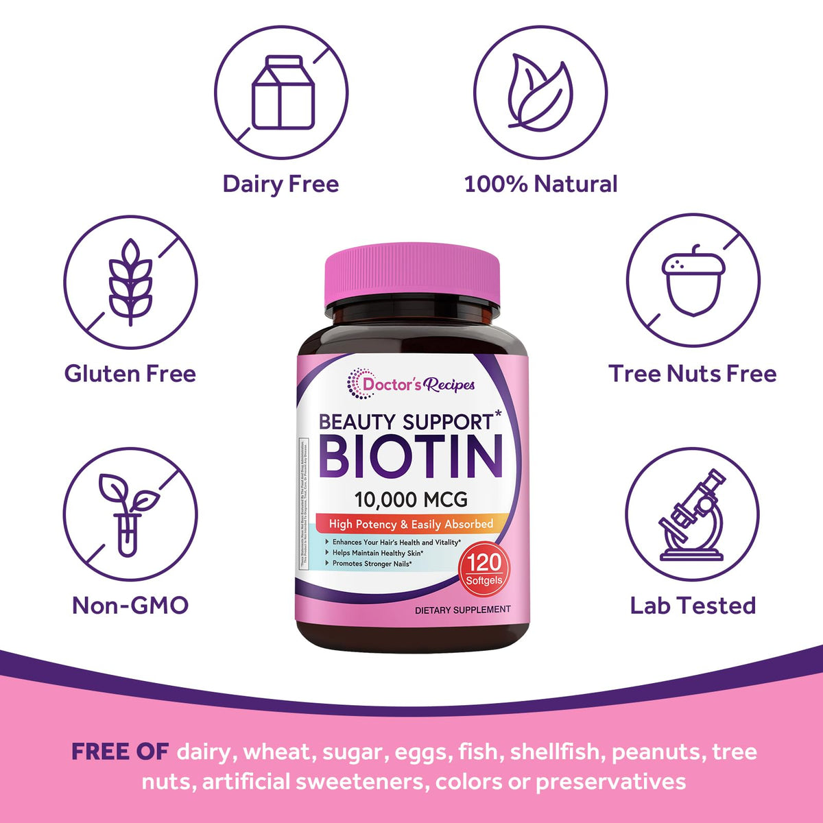 Doctor's Recipes Biotine 10 000 mcg gélules douces ouvertes