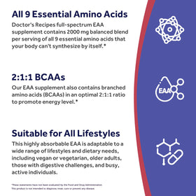 Doctor's Recipes Complément Alimentaire Acides Aminés Essentiels 240 Capsules Végétales capsules individuelles
