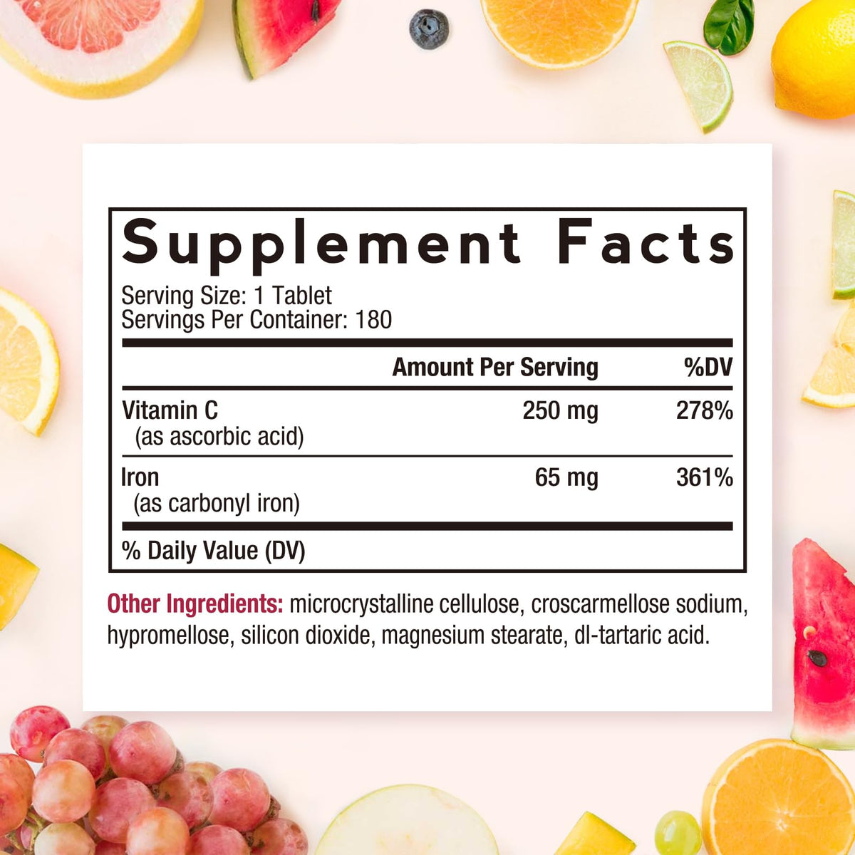 Doctor's Recipes Complément Alimentaire Fer 65 mg - Détails des comprimés
