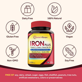 Doctor's Recipes Complément de Fer Bisglycinate 36 mg, capsules dans un verre