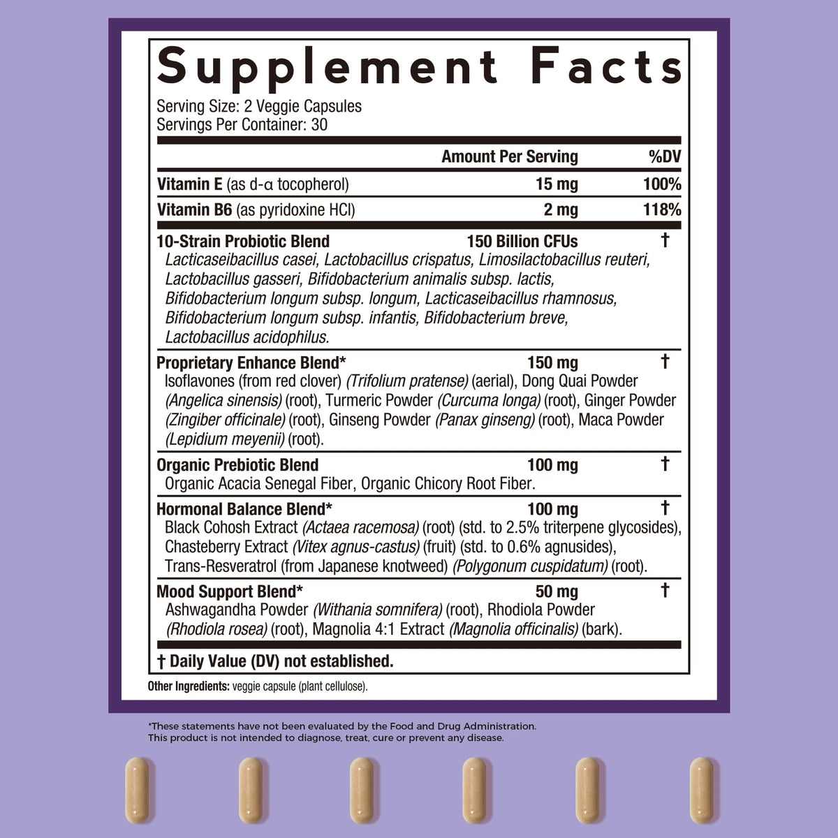 Doctor's Recipes Compléments Alimentaires Ménopause 60 Capsules vue de côté