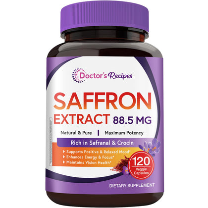 Doctor's Recipes Compléments Alimentaires Saffran 88,5 mg 120 capsules vue de face